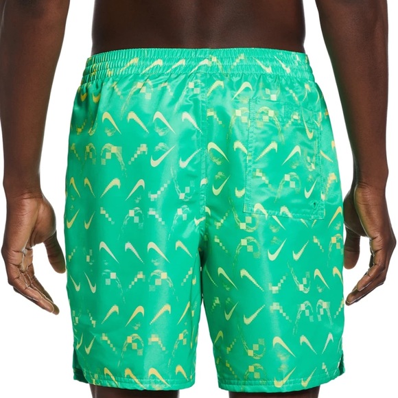 NEW Nike Men's 7" Green Print Swoosh Swim Trunks- Size Small - Picture 2 of 9